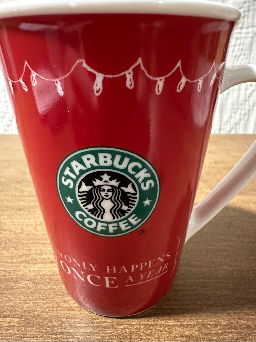 Starbucks Red and White Holiday Logo Ceramic Mug